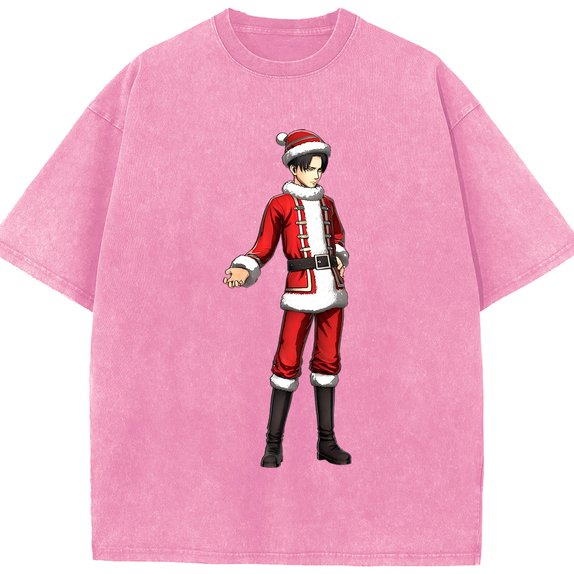 （画像用） 進撃の巨人 リヴァイ·アッカーマン Attack on Titan Levi Ackerman 綿100% ヴィンテージ風 半袖Tシャツ（フロントプリント）